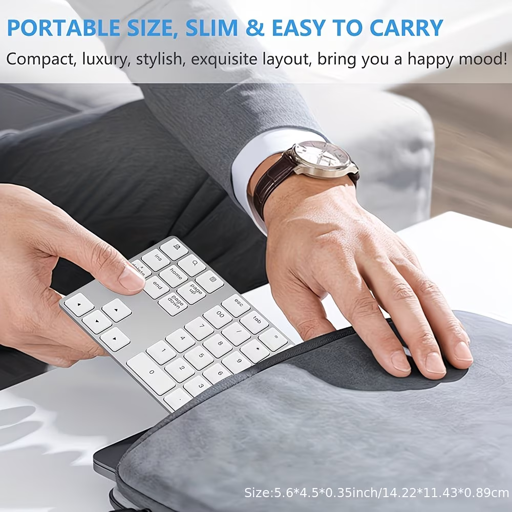 Rechargeable wireless numeric keyboard, portable wireless office computer keyboard