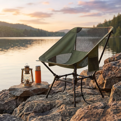 Adjustable beach chair with a steel frame (maximum load capacity 330 lbs).