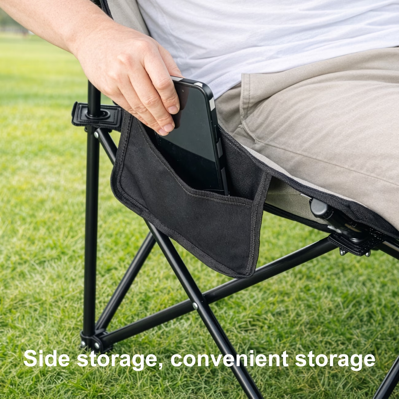Folding camping chair, 600D Oxford cloth seat cushion, thickened steel frame