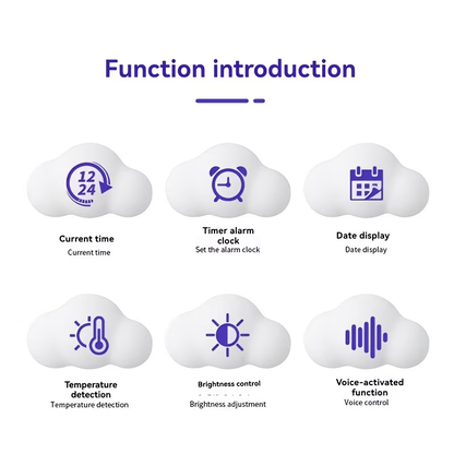 Alarm clock cloud clock bedside nap small alarm clock student calendar illuminated LED voice digital USB home clock