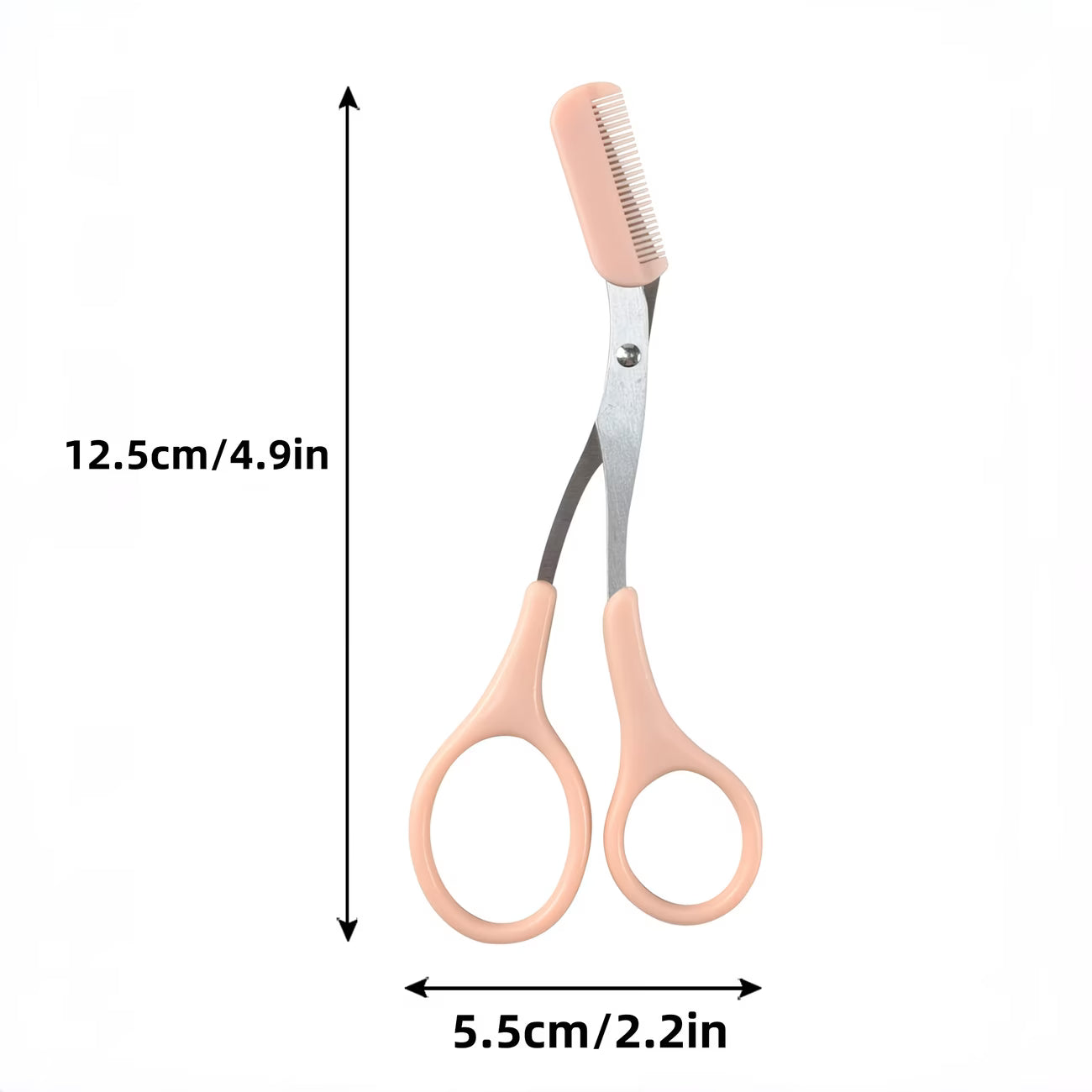 2 stainless steel eyebrow scissors with built-in comb