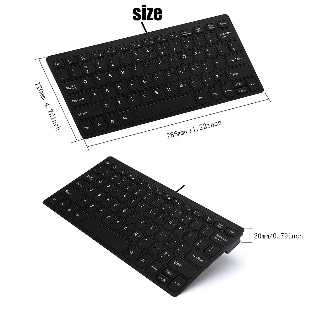 Ultra thin USB ergonomic keyboard, suitable for 12 inch laptops and desktops