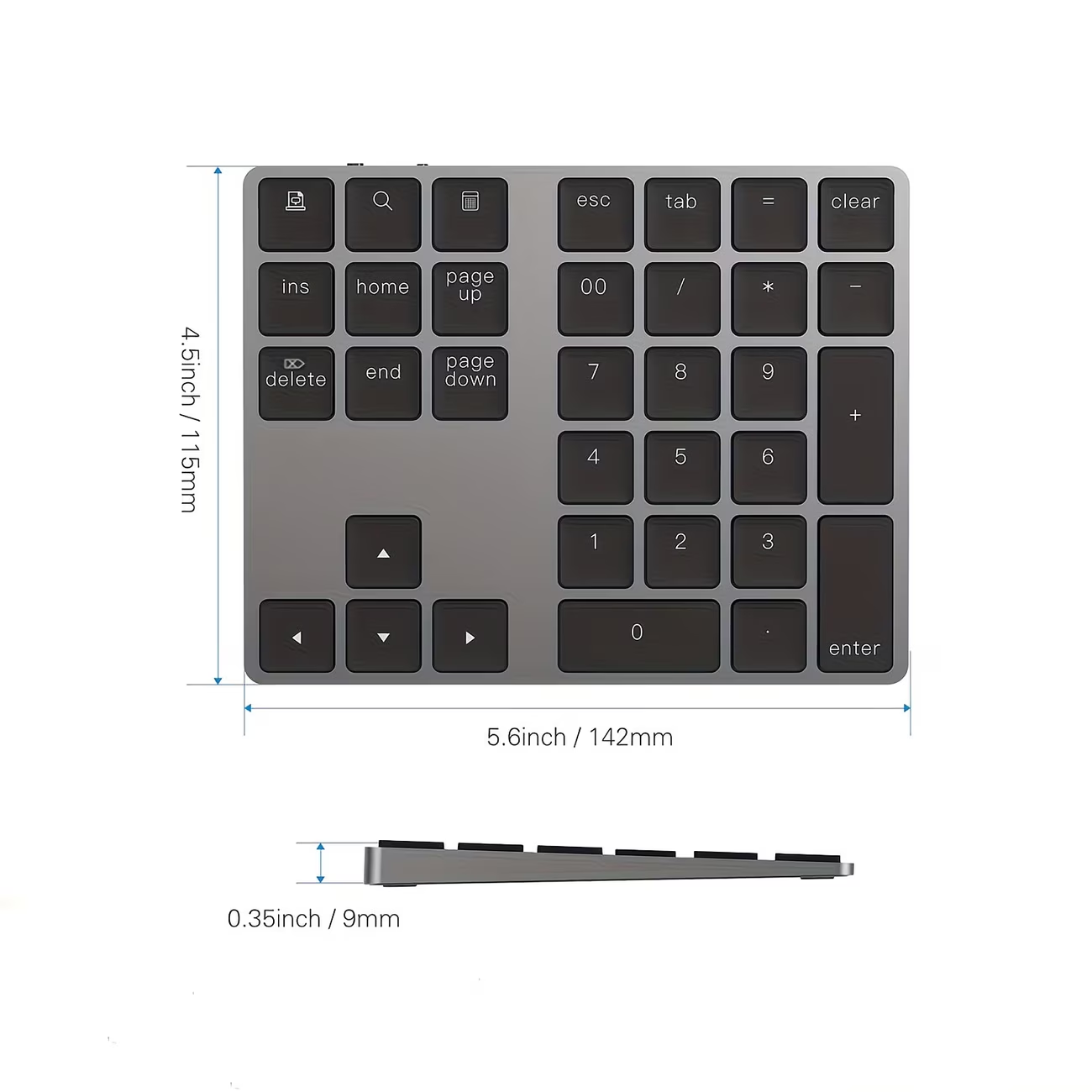 USB-C Charging 34 Key Bluetooth Digital Keyboard Smart Wireless Digital Keyboard Compatible with MAC OS Computer Keyboard