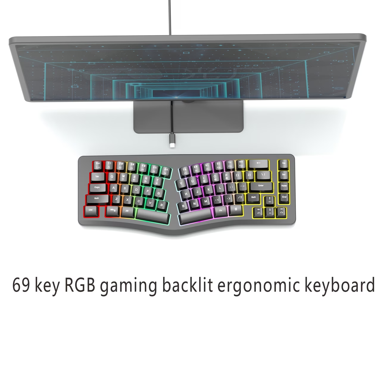 Wired 69 key compact typing partition comfortable portable key cable separation desktop laptop