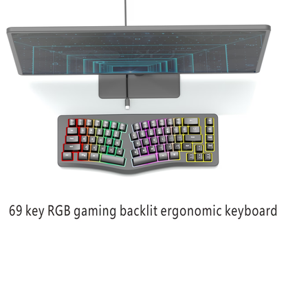 Wired 69 key compact typing partition comfortable portable key cable separation desktop laptop