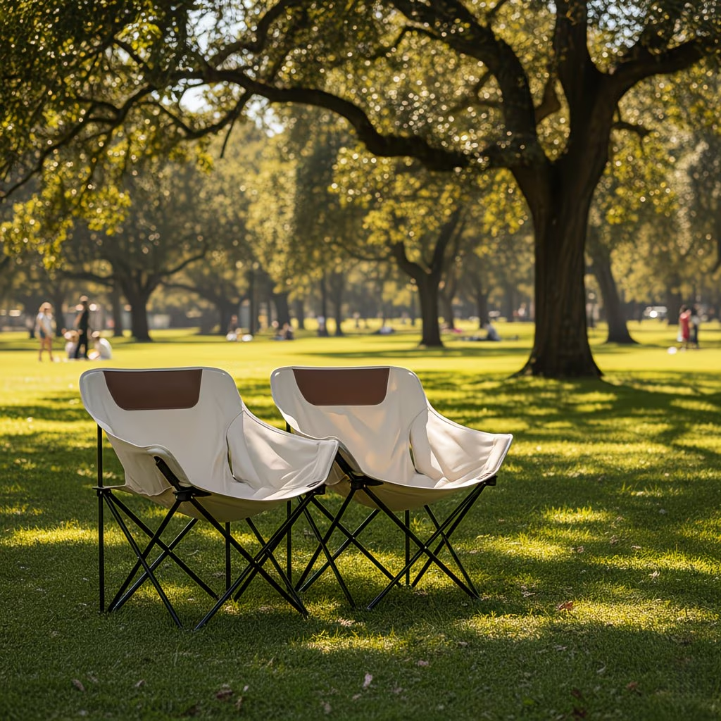Two Moon Chair Set, Portable Folding Camping Chairs with Storage Bag