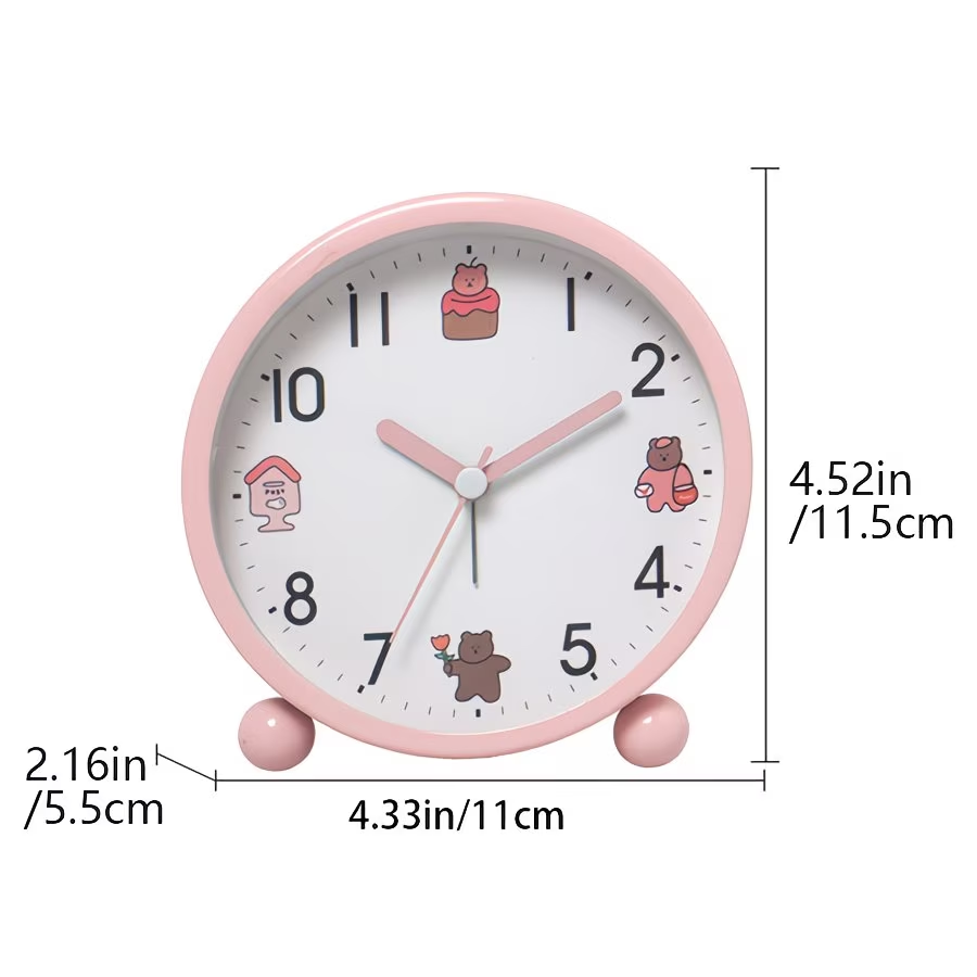 4.3-inch bedside analog alarm clock, suitable for bedroom, battery powered circular alarm clock, bedroom specific alarm clock
