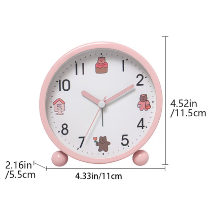4.3-inch bedside analog alarm clock, suitable for bedroom, battery powered circular alarm clock, bedroom specific alarm clock