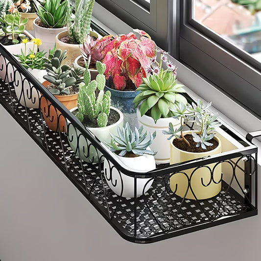 Adjustable Wrought Iron Balcony Flower Pot Rack
