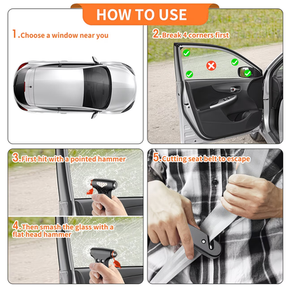 Black car safety hammer and window breaker