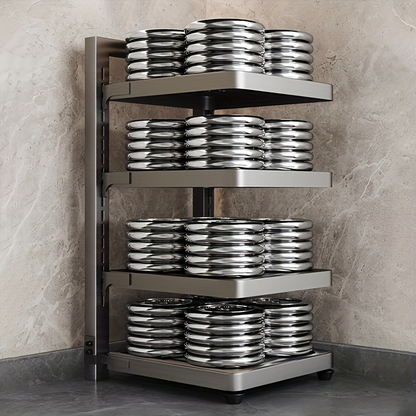 Kitchen cabinet sink under-pane pot, pan, and bowl storage rack