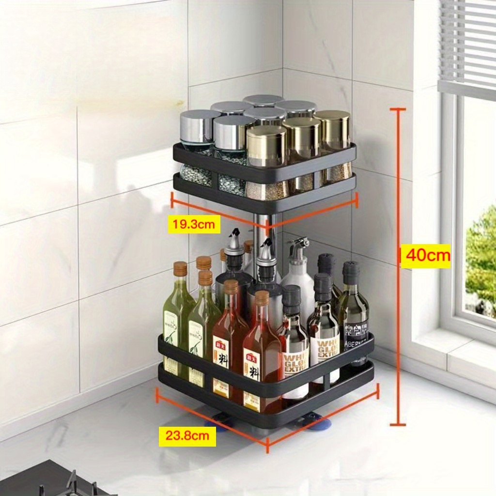 360° Rotating Kitchen Storage Rack - Durable Stainless Steel Spice Rack
