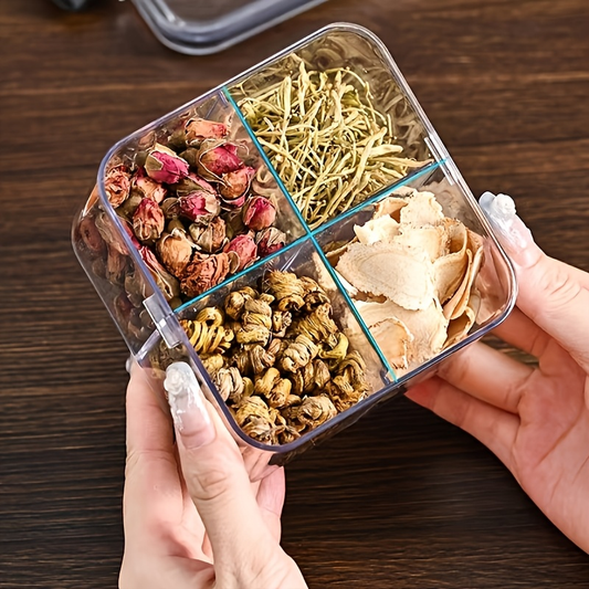 Two square compartmentalized airtight containers with lids