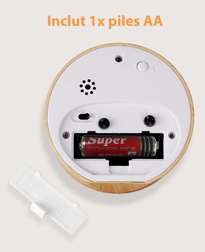 Needle free alarm clock, silent without ticking sound, lightweight and recyclable ABS wood pattern
