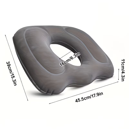 1 piece adjustable firmness inflatable seat cushion - flocked PVC cover, donut design - portable