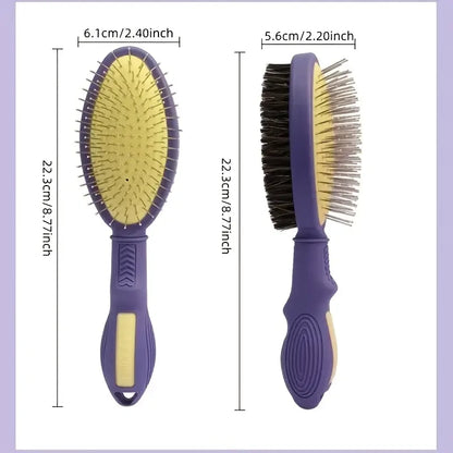 Double-sided pet grooming comb, suitable for grooming cat and dog fur.