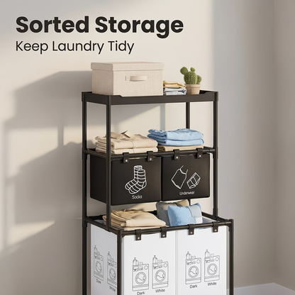 Wheeled storage rack, metal frame, dimensions 22.44 x 17.32 x 50.39 inches.