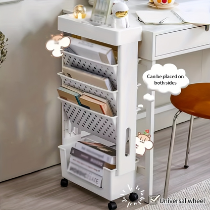 Multifunctional Rolling Bookshelf Storage Rack - Portable Storage Shelf