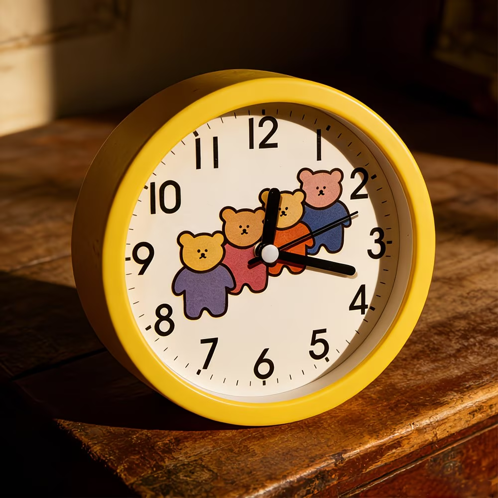 1 cute cartoon alarm clock, modern minimalist creative desk clock