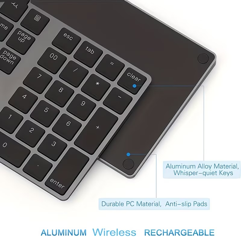 USB-C Charging 34 Key Bluetooth Digital Keyboard Smart Wireless Digital Keyboard Compatible with MAC OS Computer Keyboard