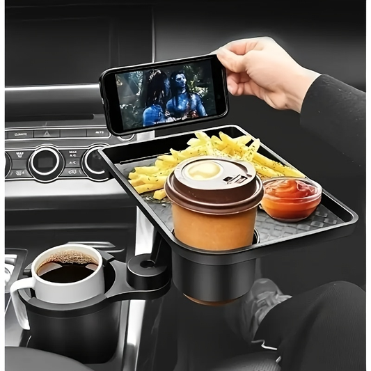 Adjustable car cup holder with 360° rotating tray - made of ABS material