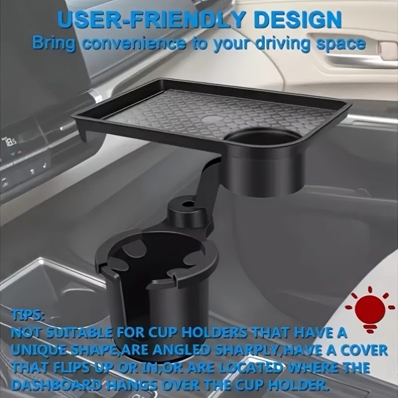 Adjustable car cup holder with 360° rotating tray - made of ABS material
