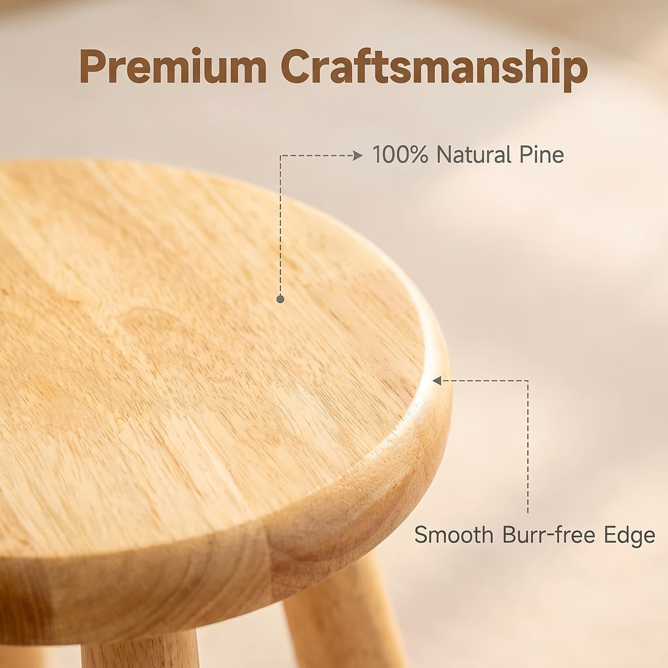 Solid wood small round stool plant stand