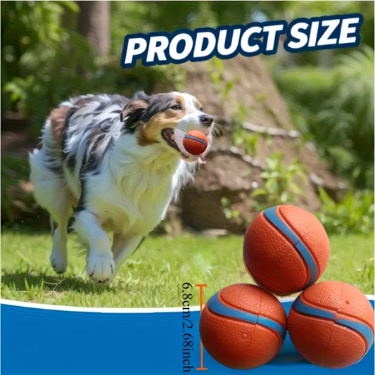 3 Durable Rubber Dog Teething Balls - Medium-Sized Dog Interactive Toys