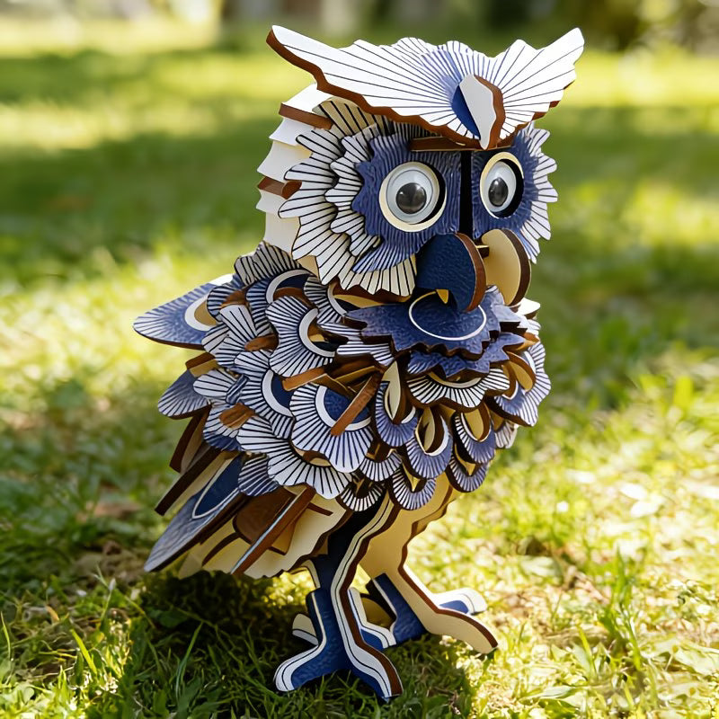 1 x 3D wooden puzzle; no batteries required; feathers not included; paper instruction manual included.