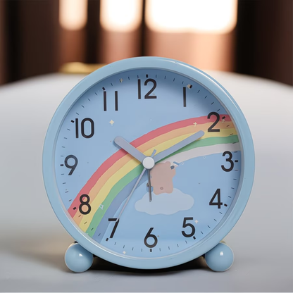 4.3-inch bedside analog alarm clock, suitable for bedroom, battery powered circular alarm clock, bedroom specific alarm clock