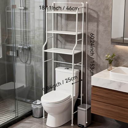Three-tier toilet top storage shelf, bathroom metal shelf