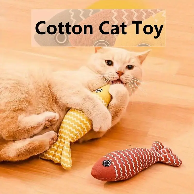3 Pack Cat Toy Fish, Wrinkle Sound Pet Herbal Toy Soft Linen