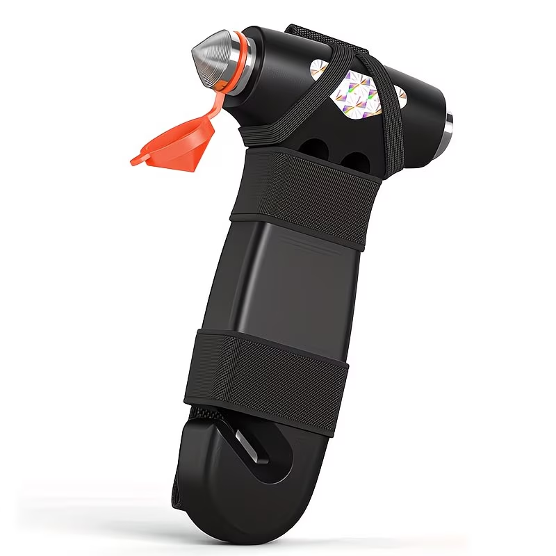 Black car safety hammer and window breaker