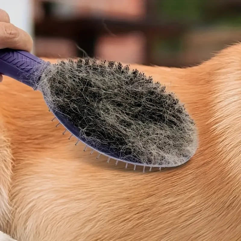 Double-sided pet grooming comb, suitable for grooming cat and dog fur.