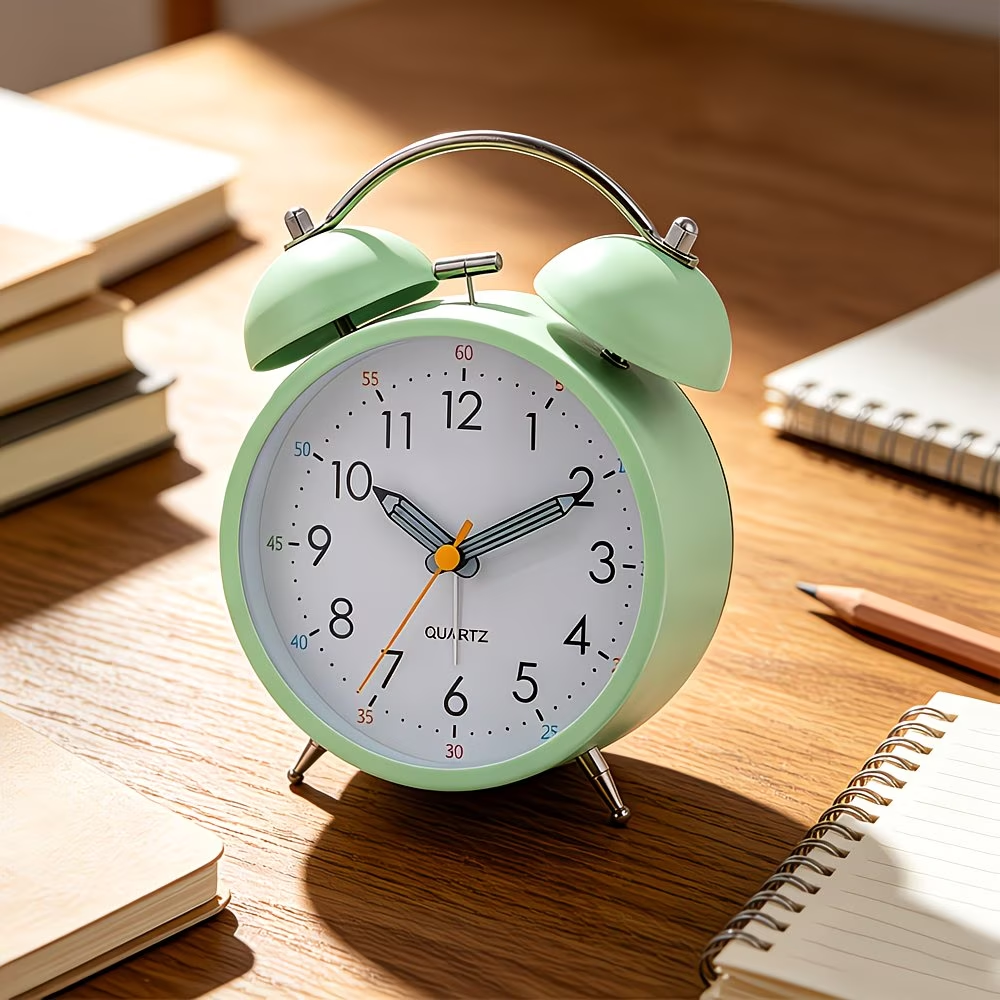 4.3-inch new color dual alarm clock, silent night light desktop clock