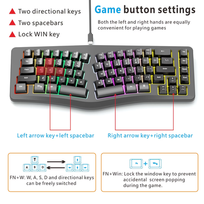 Wired 69 key compact typing partition comfortable portable key cable separation desktop laptop