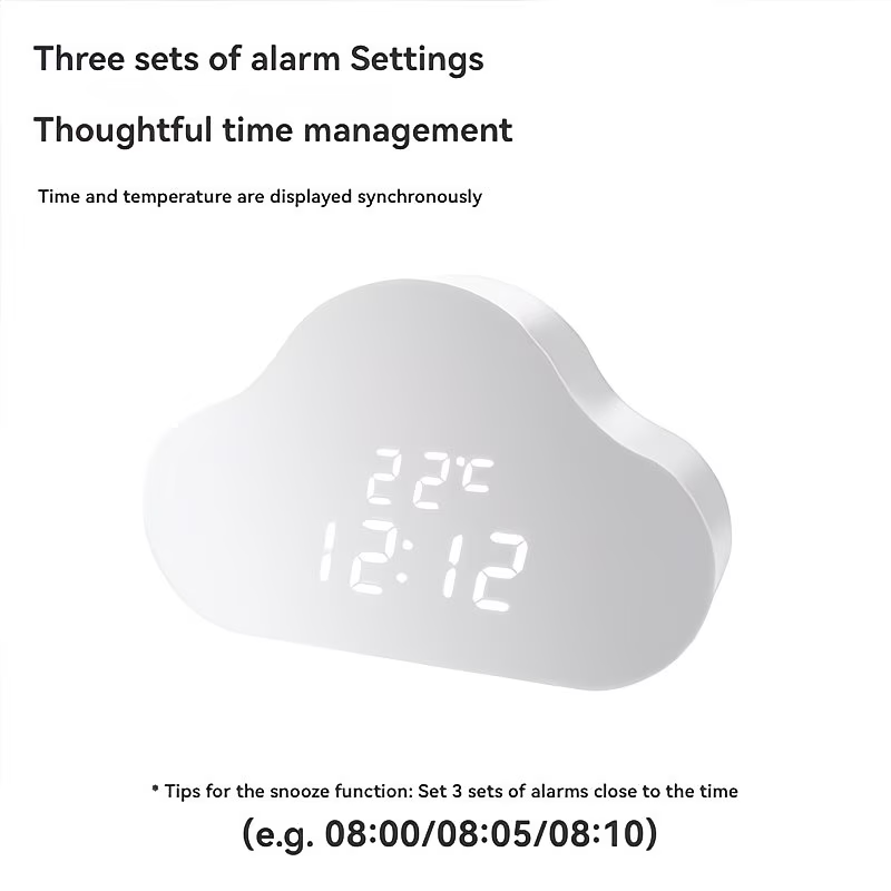 Alarm clock cloud clock bedside nap small alarm clock student calendar illuminated LED voice digital USB home clock