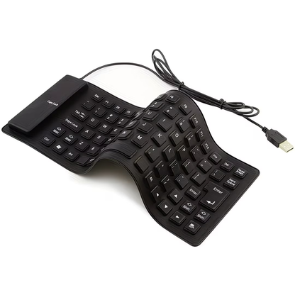 Travel portable keyboard with foldable silicone keyboard, USB wired foldable silent typing soft touch keyboard suitable for PC laptops