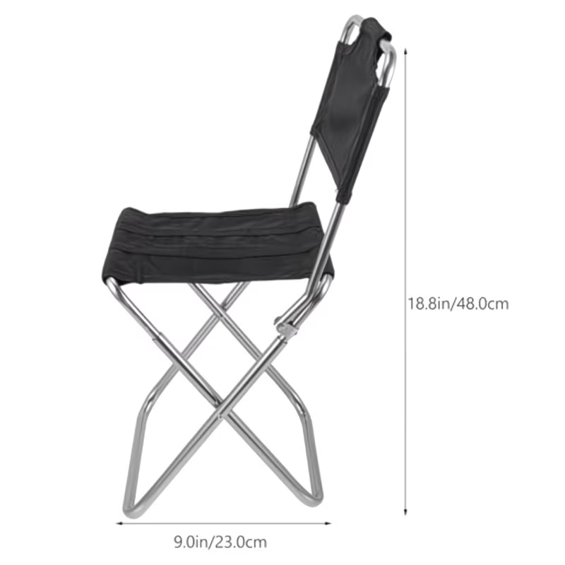 Portable folding chair, suitable for camping, beach and fishing.