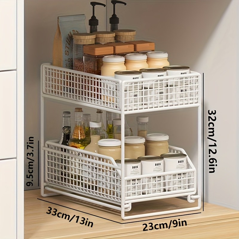 Large-capacity under-sink storage rack, multi-functional metal storage rack