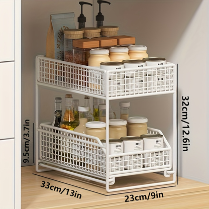 Large-capacity under-sink storage rack, multi-functional metal storage rack