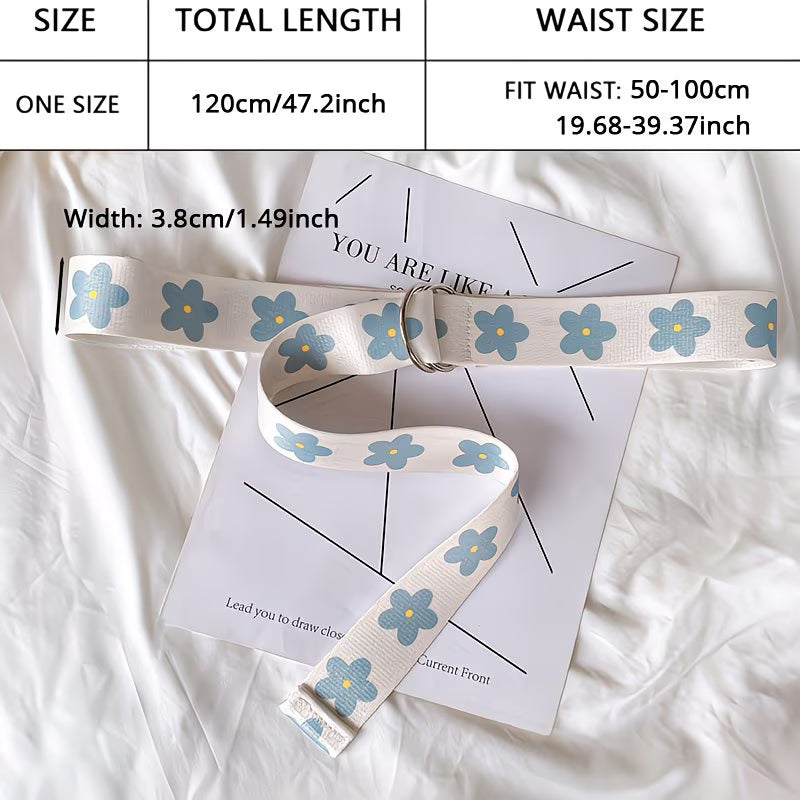 1pc Blue Floral Cloth Waist Belt