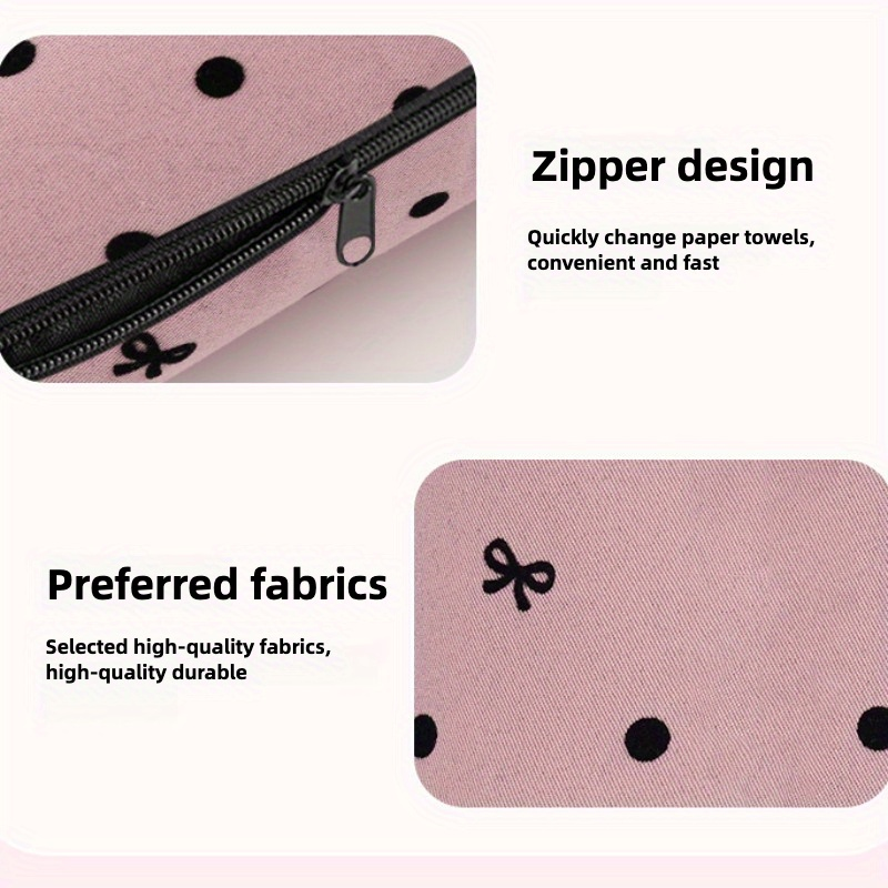 [Luxury] Elegant Polka Dot Bow Car Tissue Box