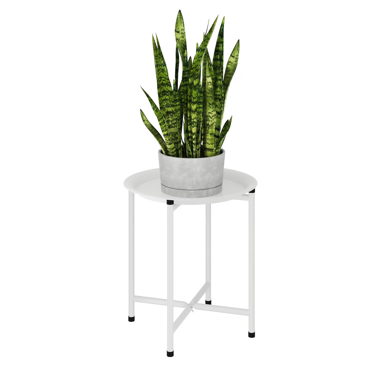 Small Plant Stand | Small Round Side Table, White