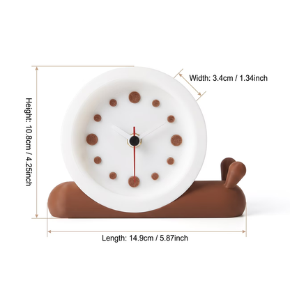 Cute snail design, desktop alarm clock, beautiful room decoration, compact desk clock, silent without ticking, battery powered