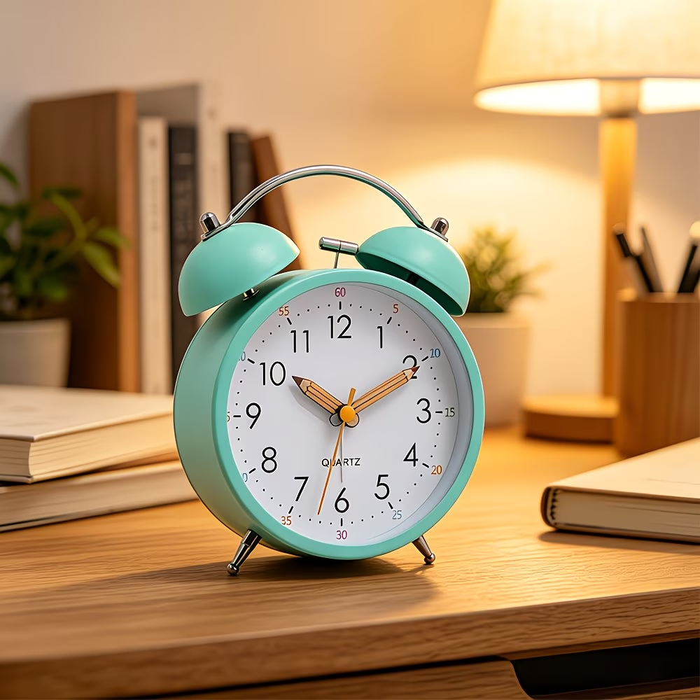 4.3-inch new color dual alarm clock, silent night light desktop clock