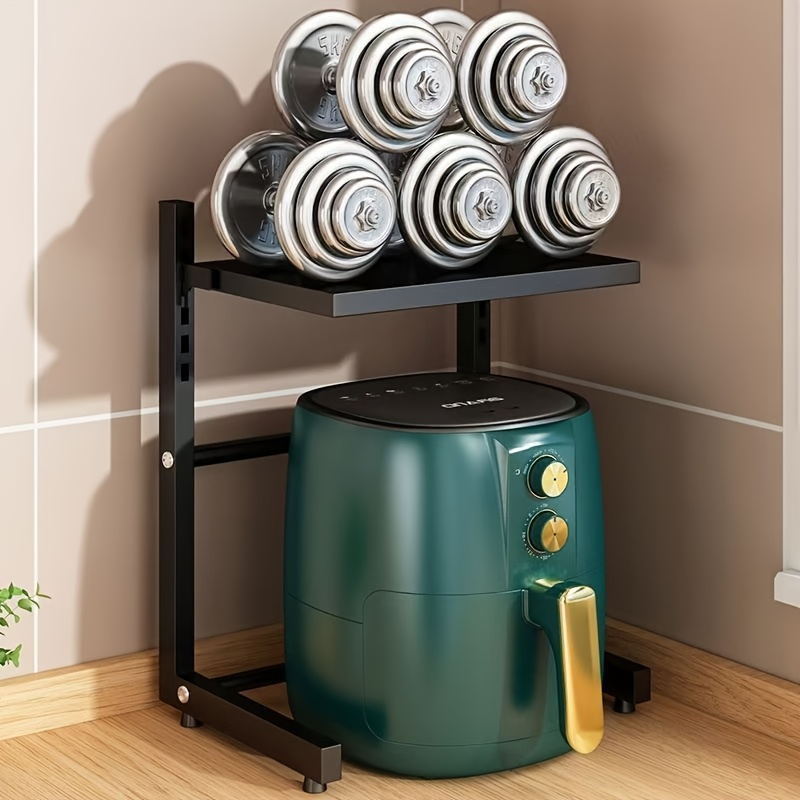 1 air fryer storage rack, metal countertop kitchen organizer