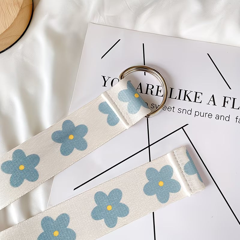 1pc Blue Floral Cloth Waist Belt