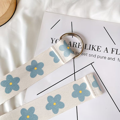 1pc Blue Floral Cloth Waist Belt