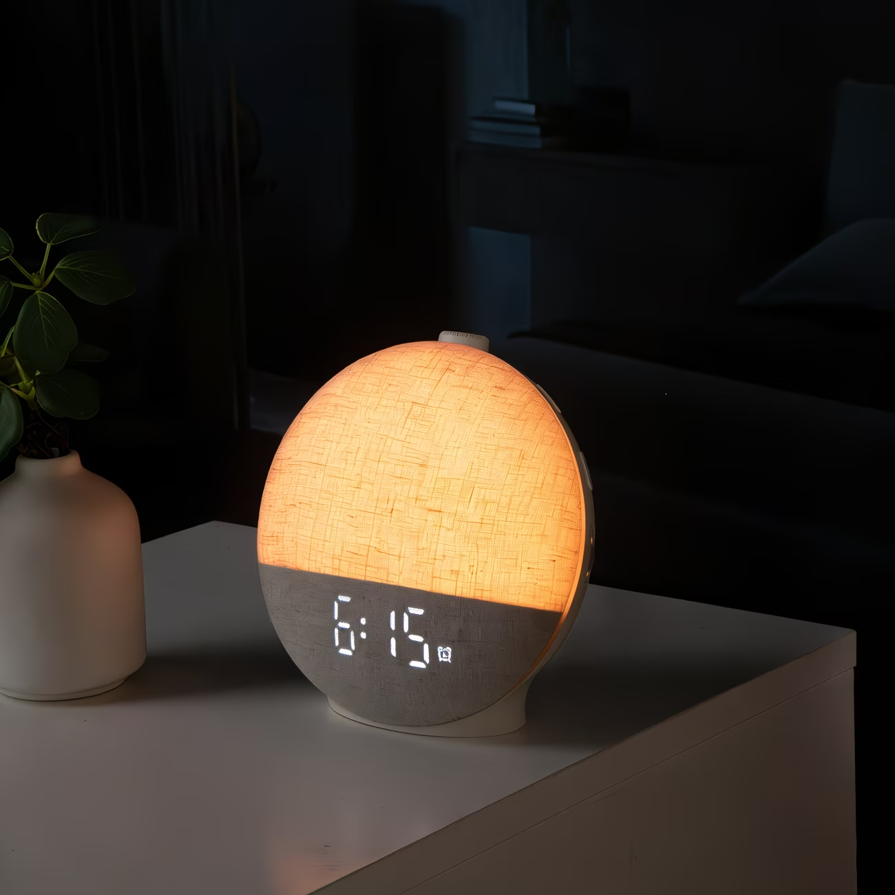 Sunrise alarm clock with white noise sound system, equipped with 30 soothing sleep aid devices and natural wake-up lights